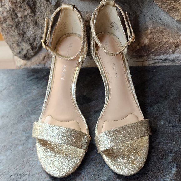 Kelley & Katie Kirstie Heels Gold/Silver Sparkle Size 6.5M - Picture 16 of 16